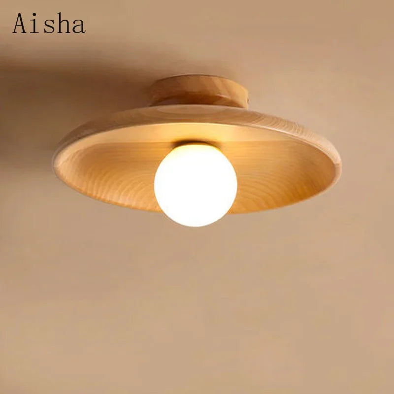 مصباح سقف خشبي على الطراز الياباني من DecorBites™ لديكور المنزل