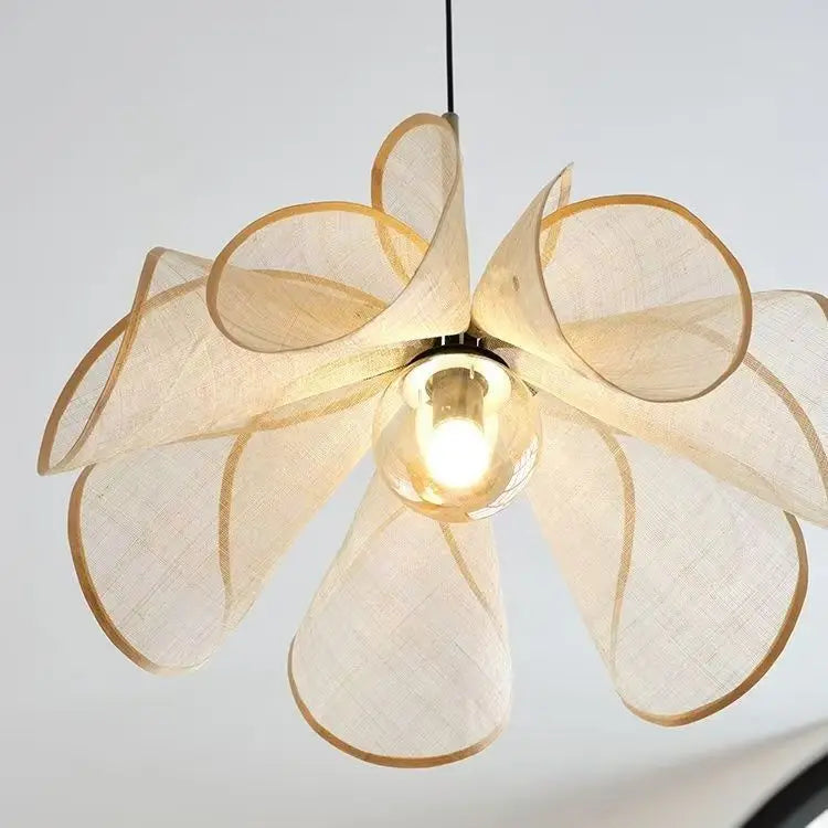 Wabi-Sabi White Fabric Flower Pendant Light