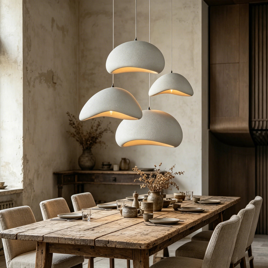 Wabi Sabi White Or Gray Sculpted Pendant Light