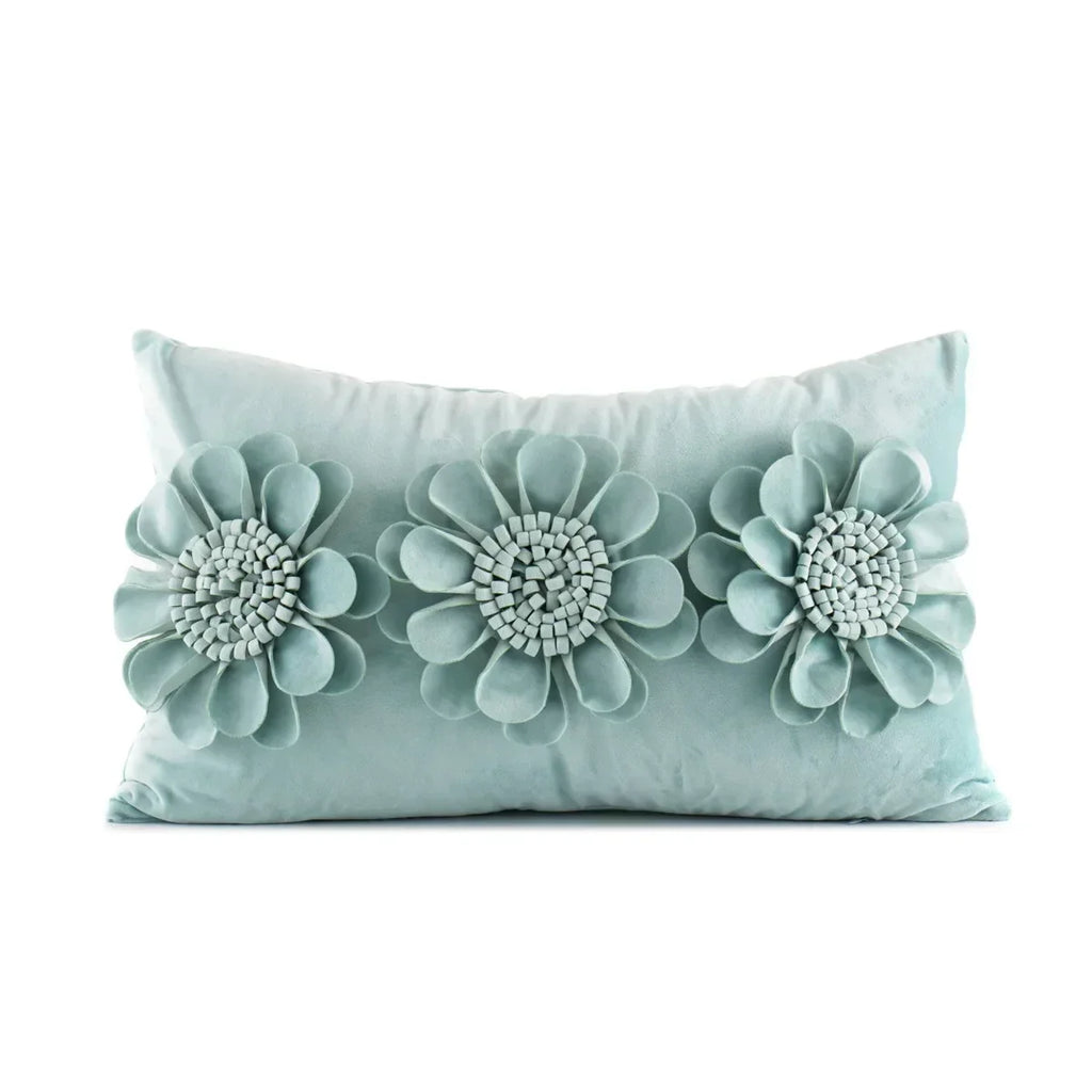 DecorBites™ 3D Velvet Flower Pillow Covers in Yellow Beige 45x45cm