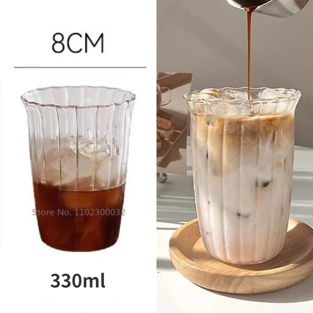 Tasse en verre à rayures résistante à la chaleur DecorBites™ pour la maison et le bureau