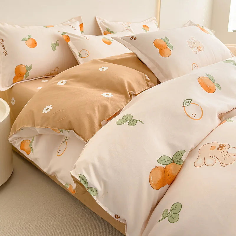 DecorBites™ Cotton Printed Bedding Set: Thick & Cozy Single Bedclothes for Adults & Kids