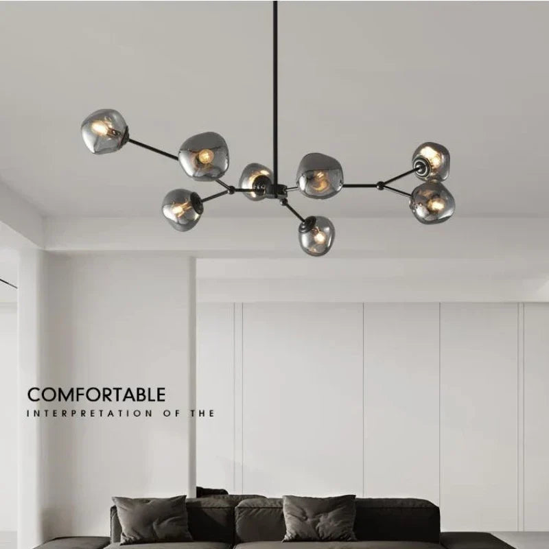 DecorBites™ Gray Lava Glass Chandelier LED Pendant Light Modern Nordic Design