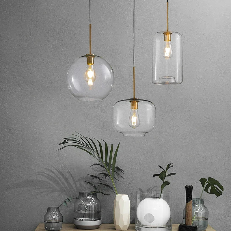 DecorBites™ مصباح معلق زجاجي بنمط لوفت صناعي لديكور مطعم المطبخ