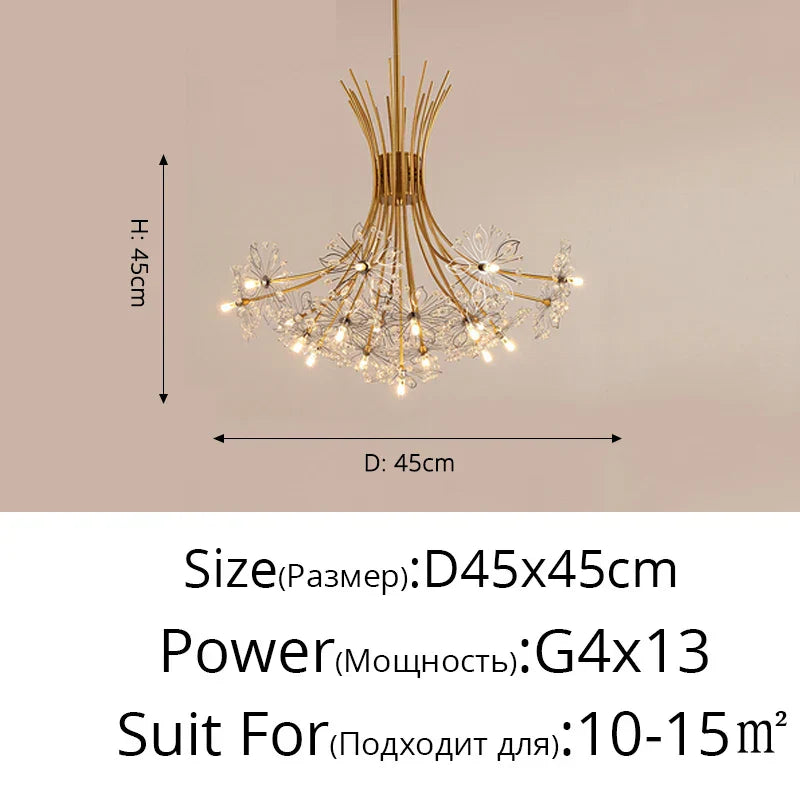 DecorBites™ ثريا ضوء LED على شكل زهرة الهندباء لغرفة المعيشة وغرفة النوم والمطعم بتصميم باقة