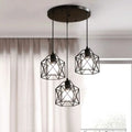 Vintage 3-Light Black Metal Pendant Chandelier