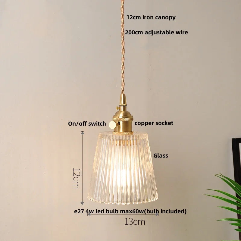 DecorBites™ Glass Copper LED Pendant Lamp with Wire Adjustment & Knob Switch