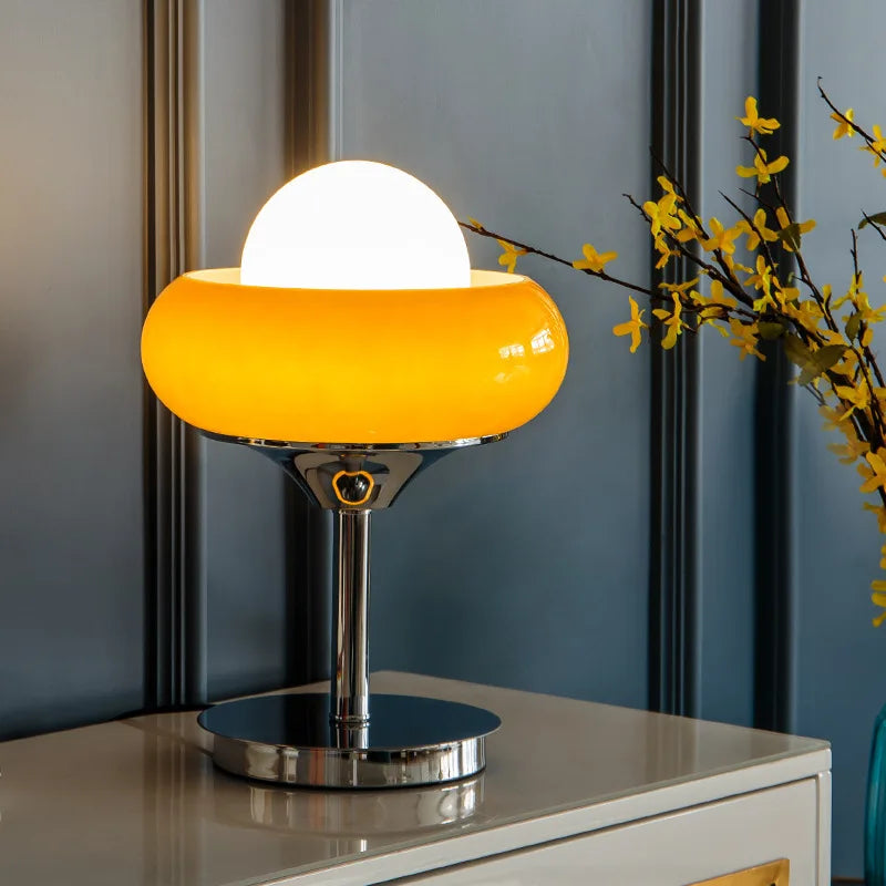 DecorBites™ Guzzini Modern Bauhaus Table Lamp Bedroom Study Living Room Retro Yellow Cream