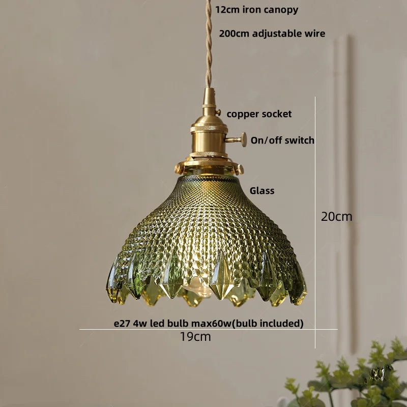 DecorBites™ Clear Glass LED Pendant Lights with Copper Knob Switch for Dining Room