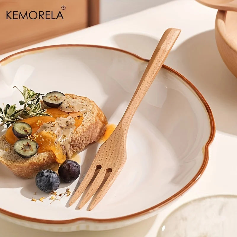 DecorBites™ 2-Piece Wooden Fork and Spoon Set | Korean-Inspired Tableware for Desserts and Rice