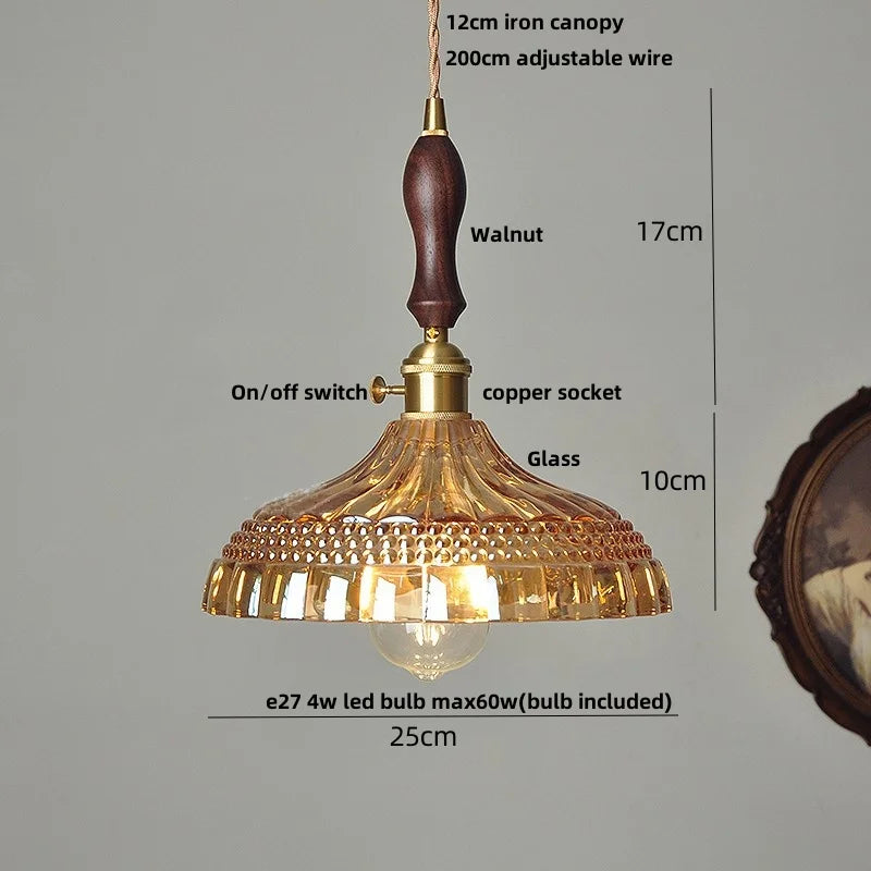 DecorBites™ Amber Flower Glass Pendant Lamp, Modern Nordic LED Hanging Light for Kitchen Living Room