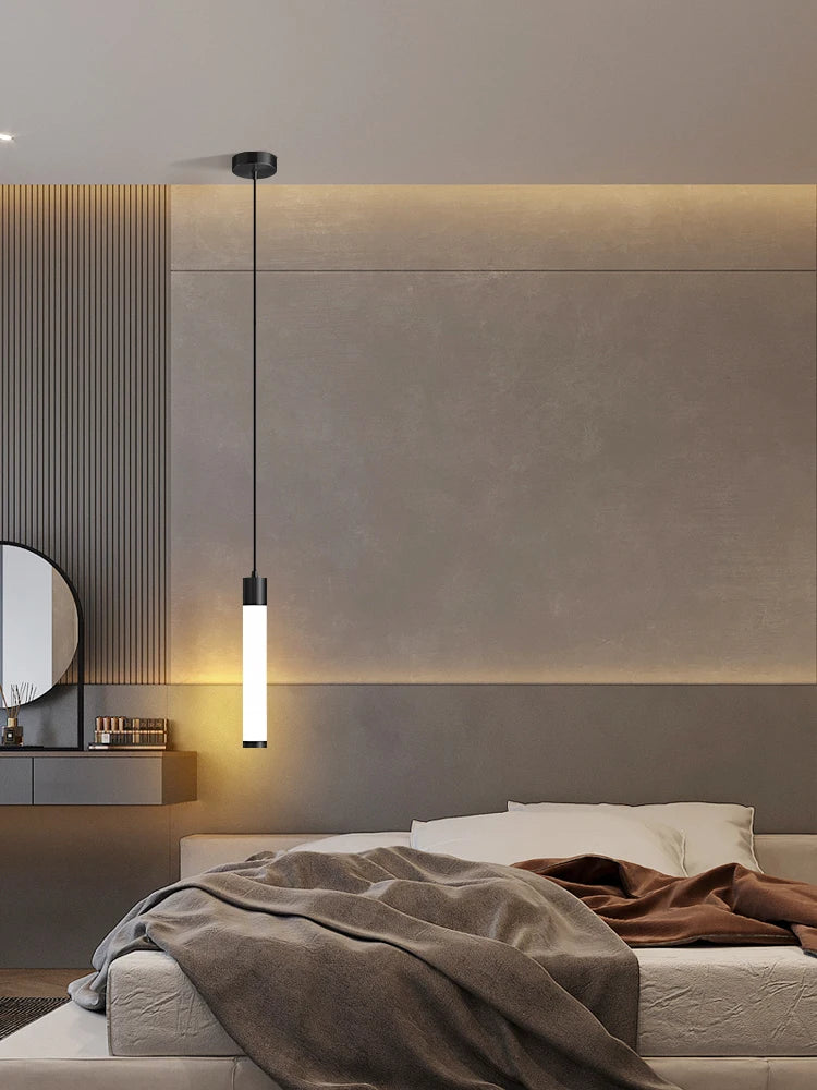 Minimalist White Linear Pendant Light In Aluminum