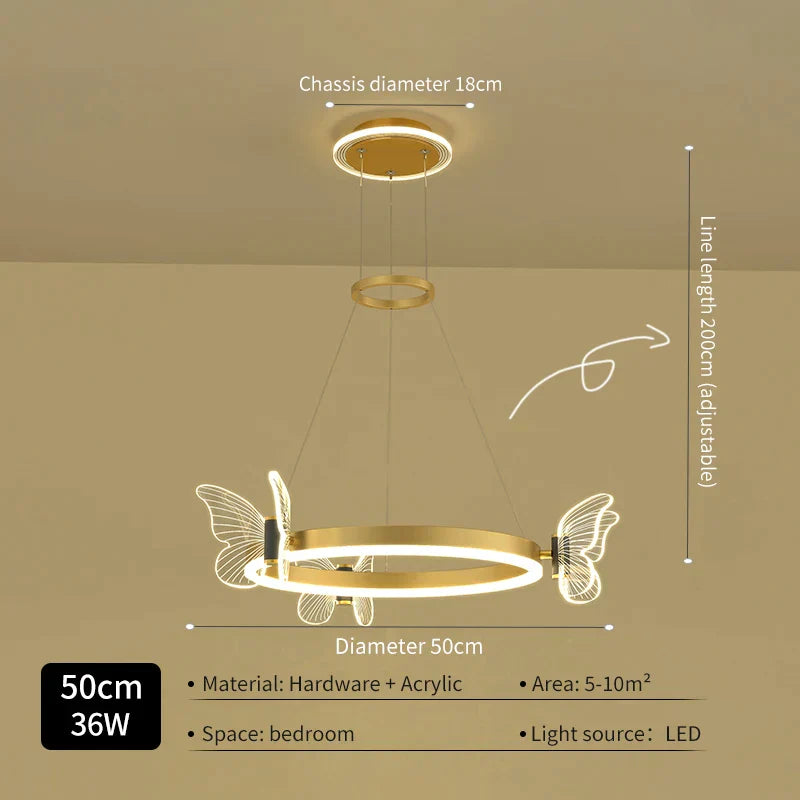 ثريا سقف دائرية ذهبية من DecorBites™ على شكل فراشة LED لغرفة المعيشة وغرفة النوم