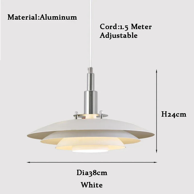 Mid-Century Gradient UFO Pendant Light In White & Red