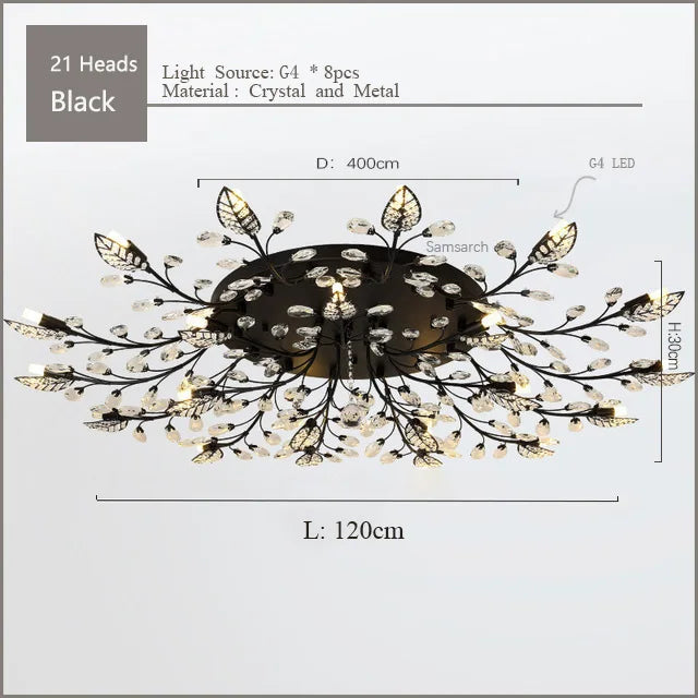 DecorBites™ Crystal Ceiling Chandelier LED Fixture Lights for Living Room Bedroom by Samsarah Lighting