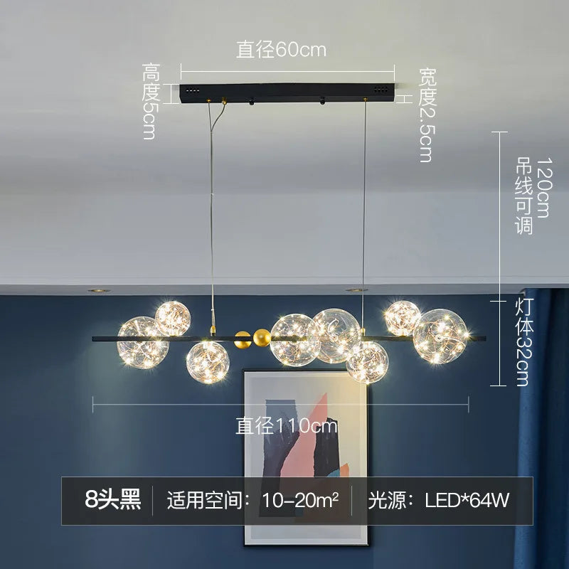 DecorBites™ Glass Ball LED Ceiling Chandelier for Home Dining Living Bedroom