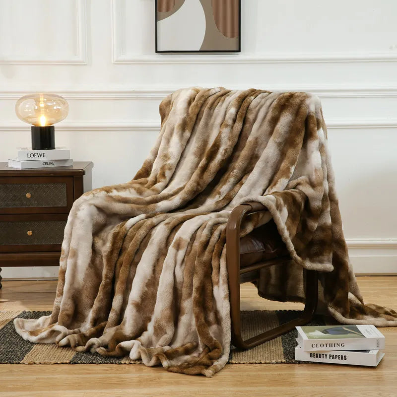 DecorBites™ Fuzzy Faux Fur Blanket - Cozy & Soft Reversible Throw for Sofa and Bed