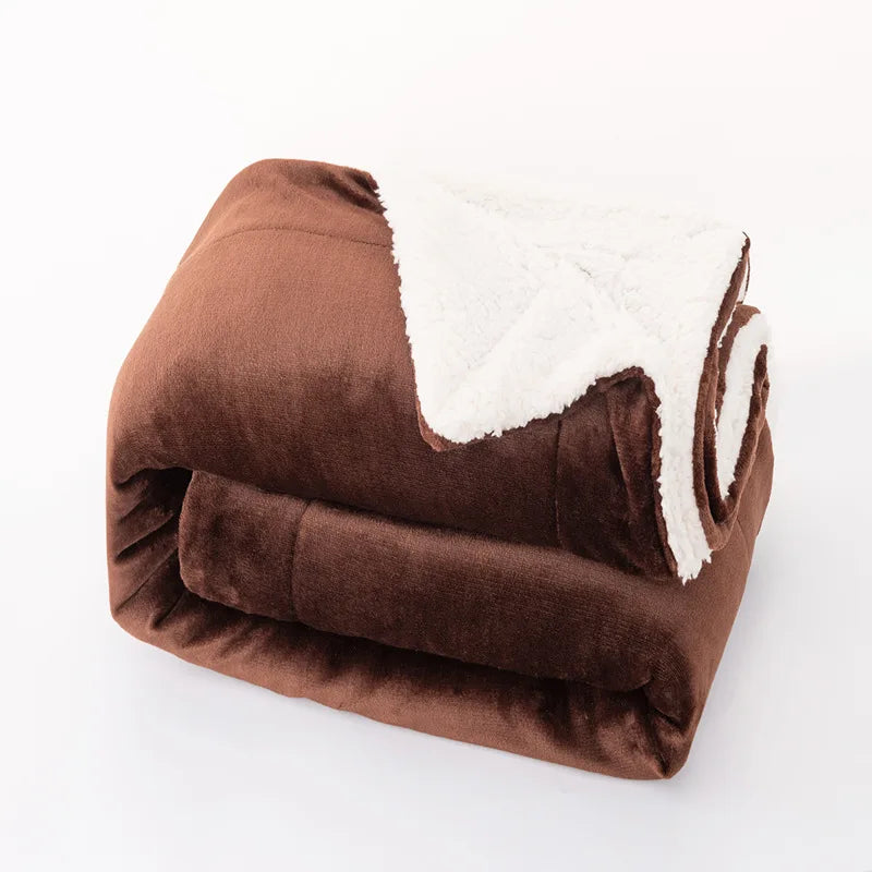 DecorBites™ Cozy Double-Layer Lamb Fleece Blanket - All Season Warmth Bedspread