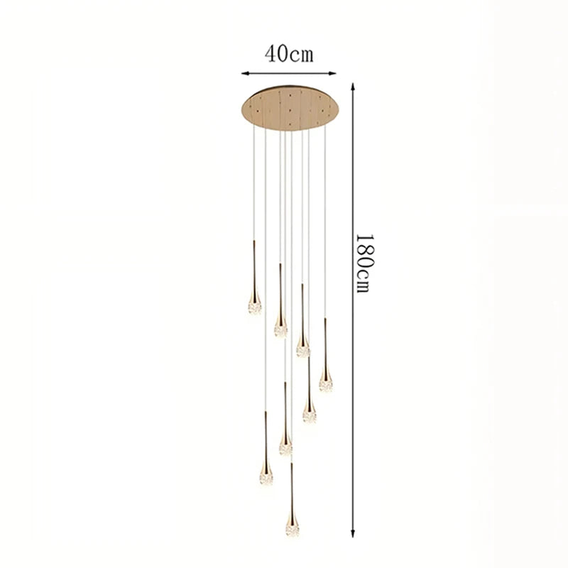 Modern Crystal Pendant Light With Adjustable Height