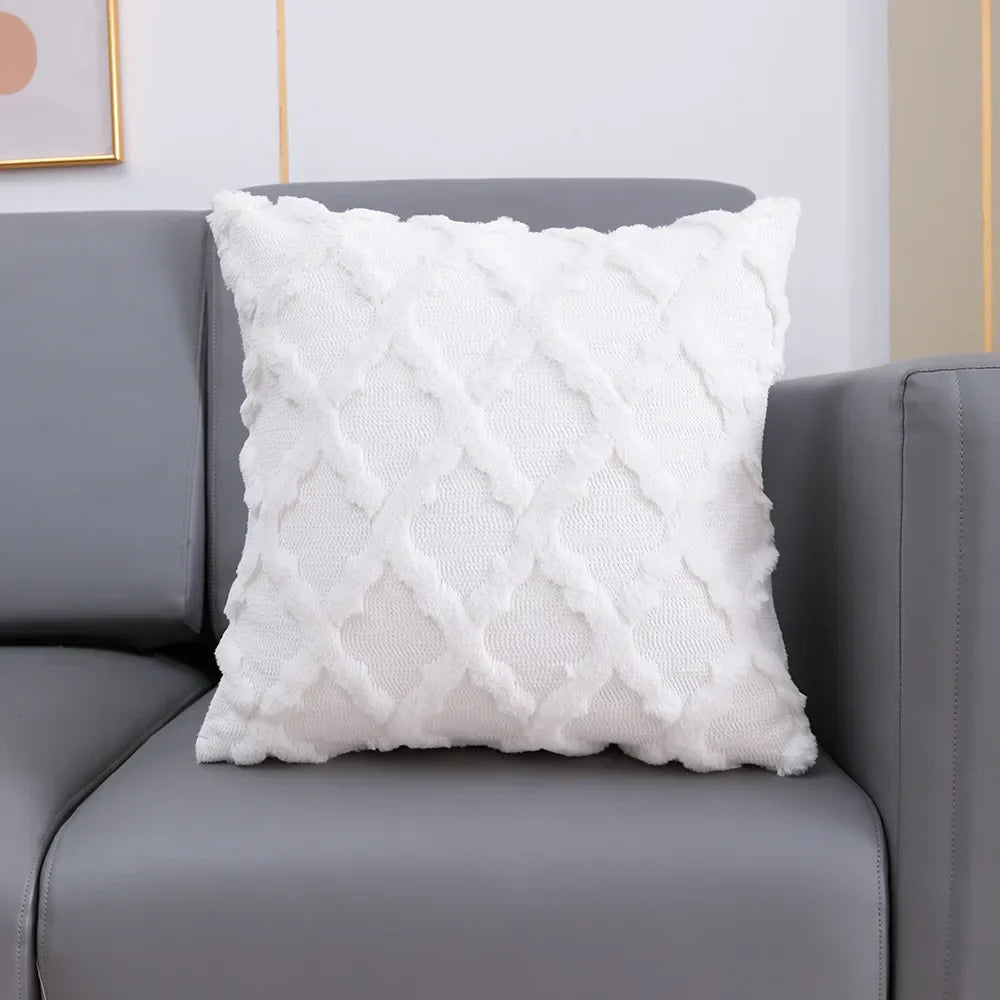 DecorBites™ Fluffy Embroidery Diamond Cushion Cover for Home Decor - 45x45cm