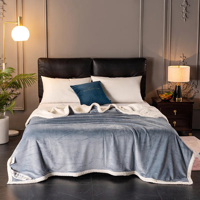 DecorBites™ Double-Layer Velvet Sofa Blanket: Luxuriously Warm & Skin-Friendly