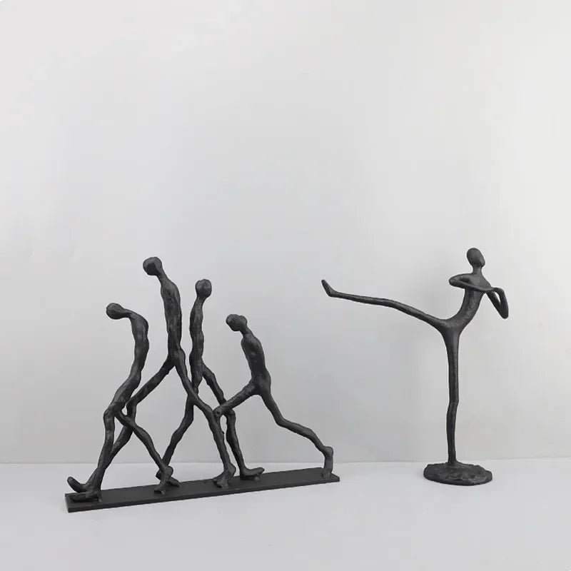 DecorBites™ Iron Man Abstract Sculpture Black Metal Figurine Decor for Room Aesthetics