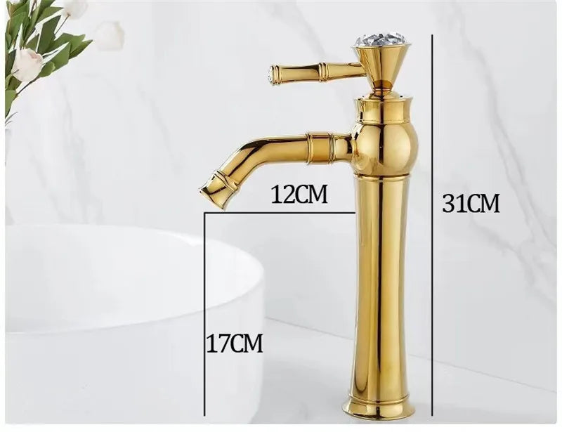 صنبور حمام DecorBites™ نحاسي ذهبي بمقبض واحد، صنبور خلاط لحوض غسيل يركب على السطح