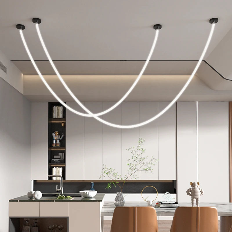 Nordic Linear Metal Pendant Light in Black or Gold