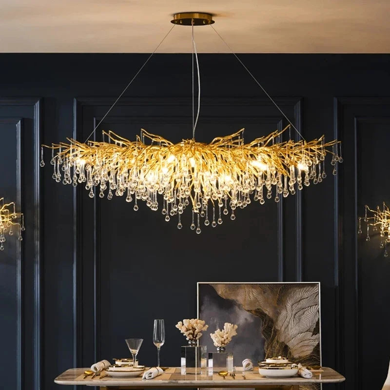 ثريا DecorBites™ Crystal Branch لغرفة المعيشة وغرفة النوم، مصباح قلادة LED