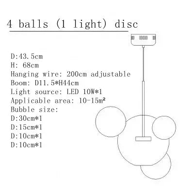 DecorBites™ Art Deco Glass Bubble Chandelier: Customized for Living Room, Dining Room, Bar