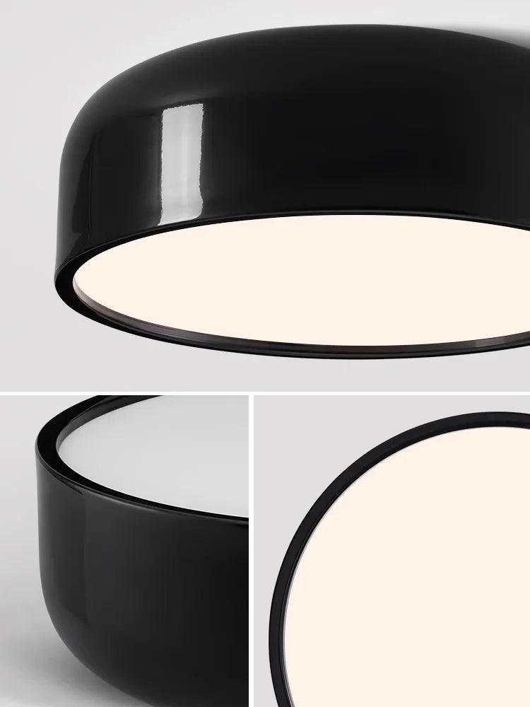 DecorBites™ Italian Minimalist Round LED Ceiling Lamp Black White Bedroom Light