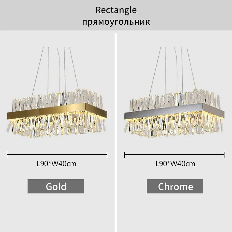 DecorBites™ Crystal LED Chrome Pendant Chandelier for Kitchen Dining Living Room