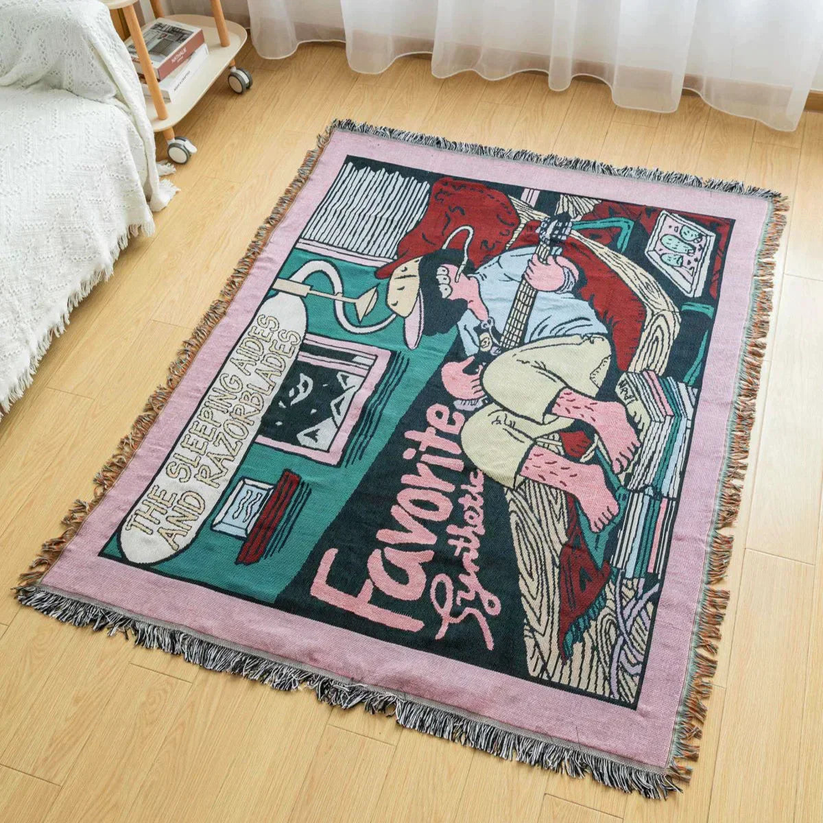 DecorBites™ Guitar Boy Throw Blanket - Boho Leisure Decor for Living Room or Camping