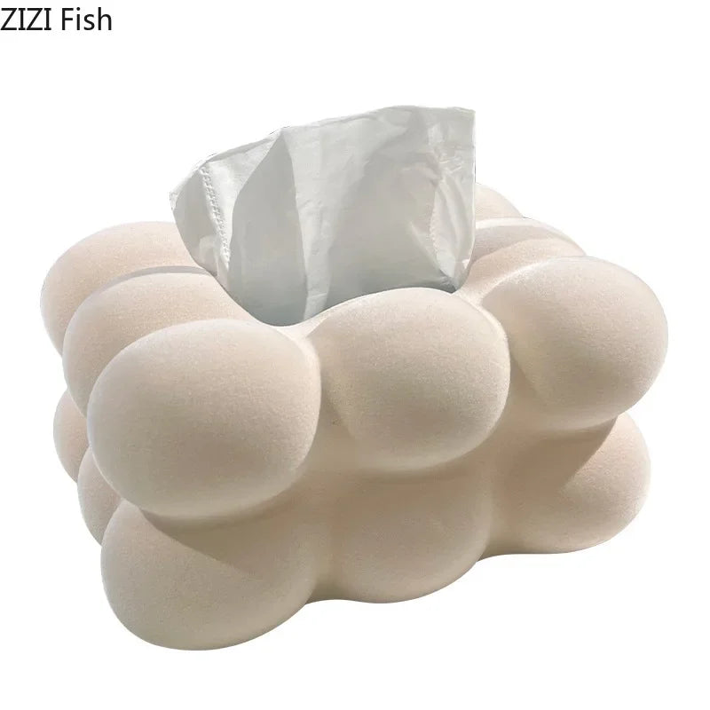 DecorBites™ Cloud Ceramic Tissue Box - White Porcelain Desk Decoration