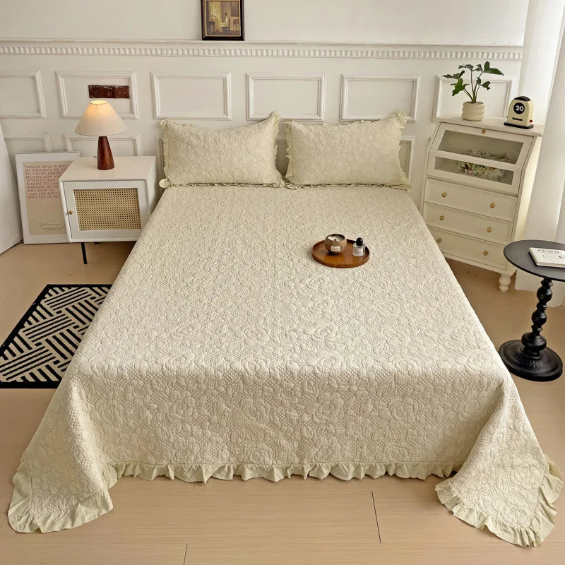 DecorBites™ Cotton Quilted Embroidered Bedspread Set