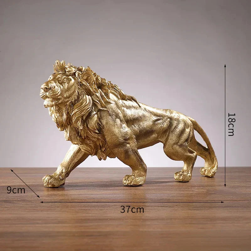 DecorBites™ Golden Lion King Resin Statue Ornament for Home Office Desktop Decoration