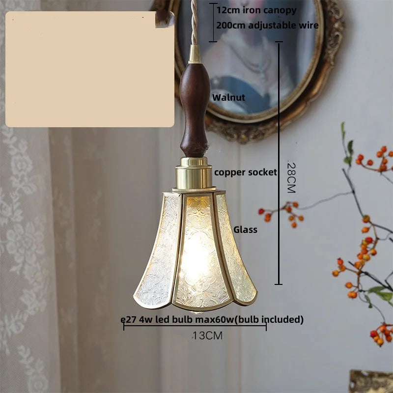 DecorBites™ Antique Glass LED Pendant Lamp, Adjustable Loft Kitchen Light Fixture