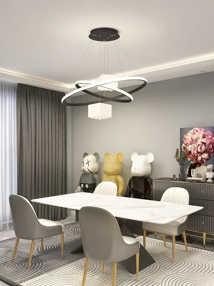ثريا LED من DecorBites™: إضاءة معلقة عصرية بيضاء لغرفة المعيشة والمطبخ، مصابيح ديكور داخلية