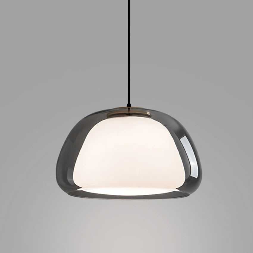 Nordic Double Glass Pendant Light in Amber, Gray, or Clear