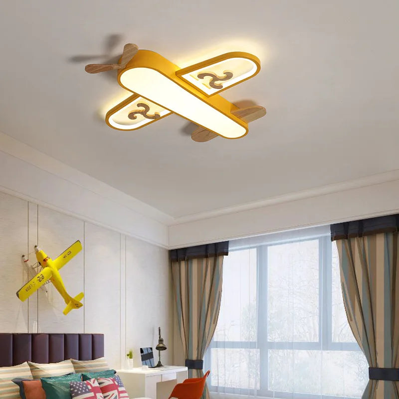 DecorBites™ Enfants Avion Suspension Bois Métal Appliques Maternelle LED