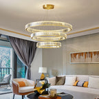 Modern Crystal Ring Pendant Chandelier In Gold Or Silver
