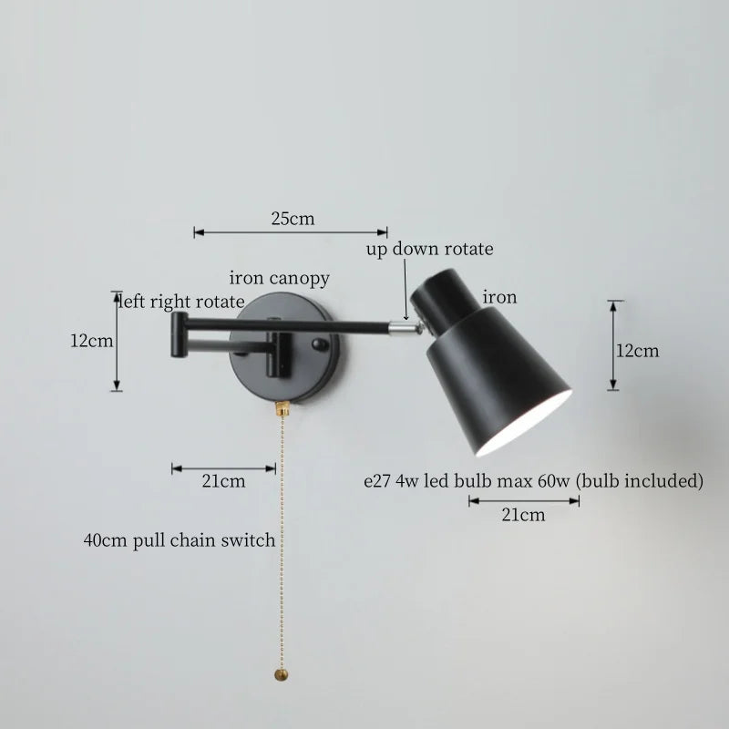 DecorBites™ Cream LED Swing Arm Wall Lamp for Living Room Bedroom Mirror Stair Light