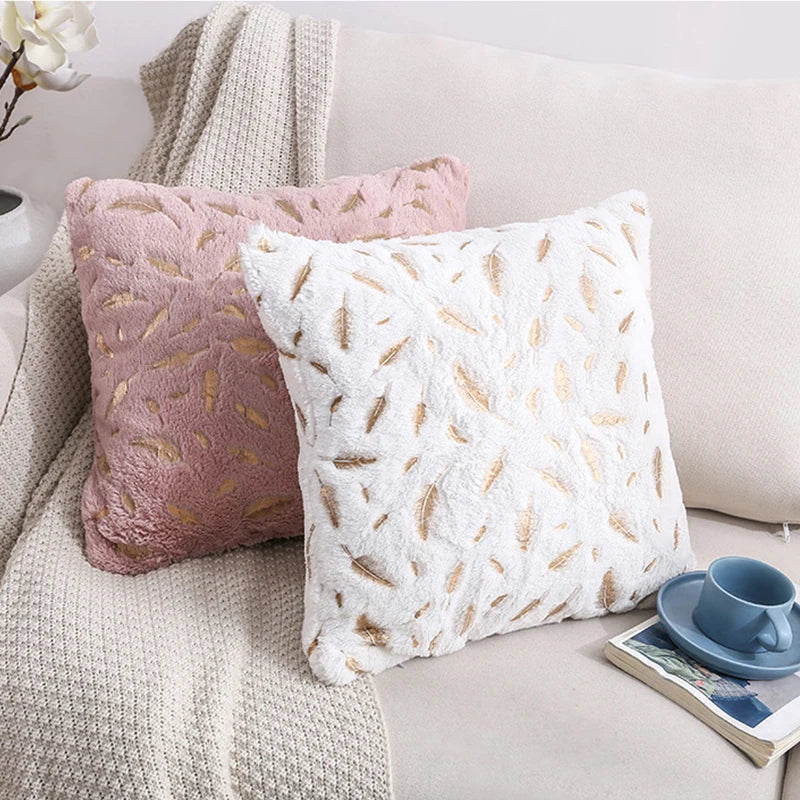 غطاء وسادة DecorBites™ Gold Feather Velvet 45x45، وسائد ديكور للكنب والسيارة