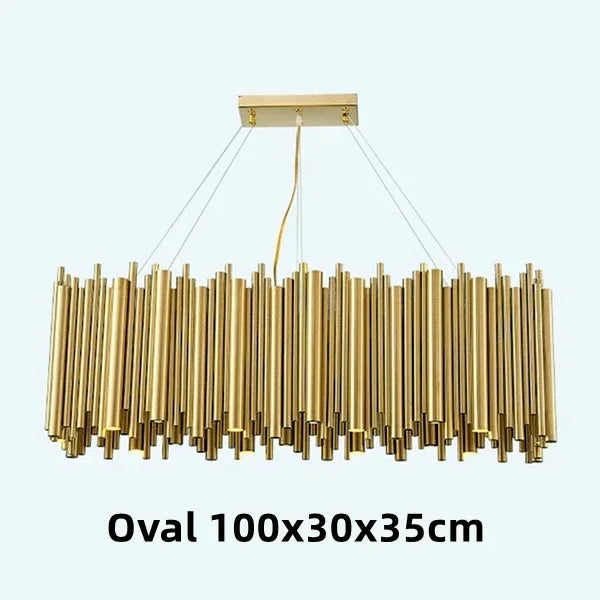 ثريا متدلية بإضاءة LED ذهبية طراز Brubeck من DecorBites™ - مصباح تعليق أنيق بأنبوب من سبائك الألومنيوم