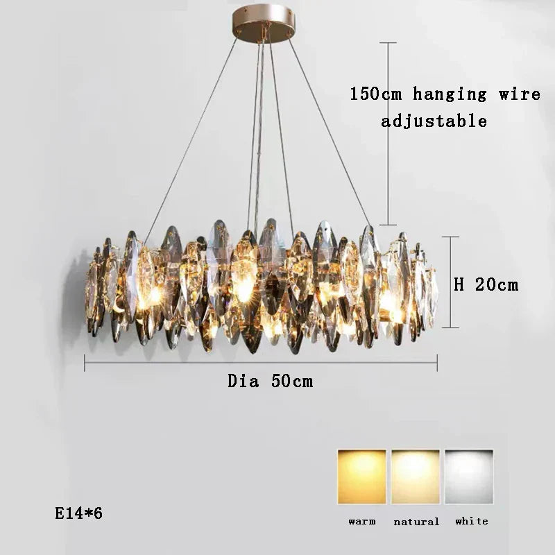 DecorBites™ كريستال 2024 ثريا إضاءة LED لغرفة الطعام والمعيشة