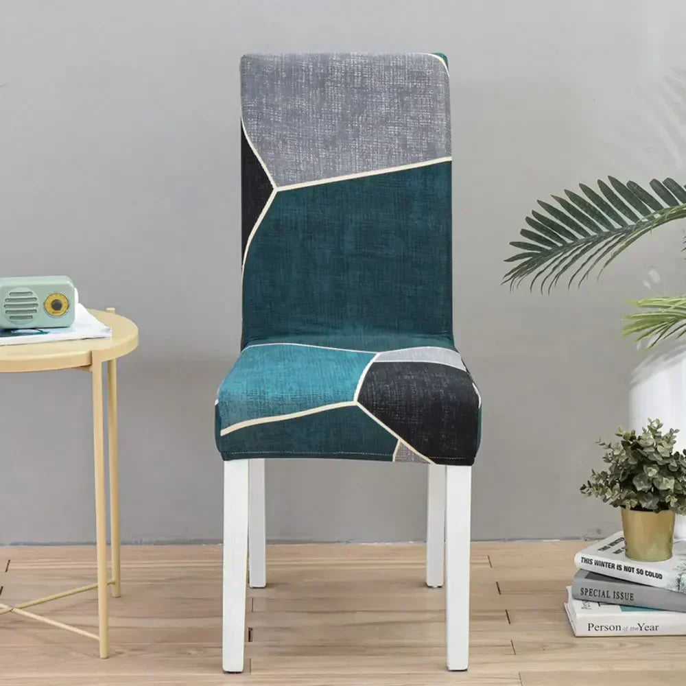 DecorBites™ Geometric Stretch Chair Cover Slipcovers | Elastic Seat Case