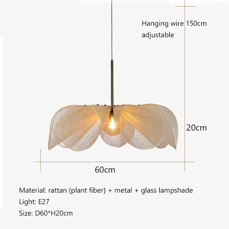 DecorBites™ Cream Fabric Flower Chandelier LED Dining Table Hanging Lamp