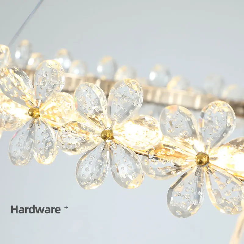 DecorBites™ Crystal Ring LED Chandelier: Modern Luxury Pendant Lamp for Home Decor