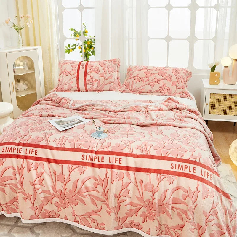 DecorBites™ Cozy Flannel Plush Blanket - All Seasons Sofa Cover & Bed Sheet for Queen Double