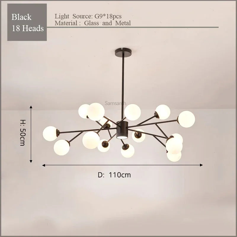 DecorBites™ ثريا سقف LED ذهبية سوداء لغرفة المعيشة وغرفة النوم تركيبات الإضاءة